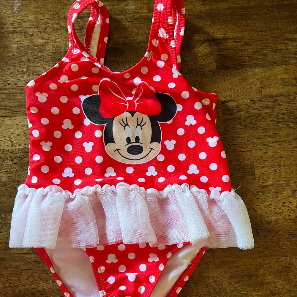 Disney Baby Minnie Mouse Adorable Girls Sz. 24 Months Swimsuit~1pc~Ruffle